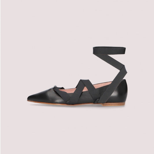 BALLERINA LACE UP NEGRA